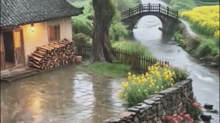 Village Resort with Terraced Fields.