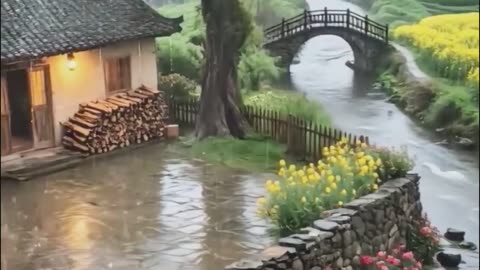 Village Resort with Terraced Fields.
