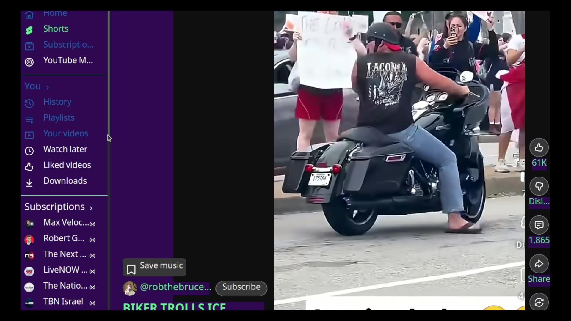 Biker Trolls Antifa Anti-ICE Protestor By Playing ICE ICE BABY