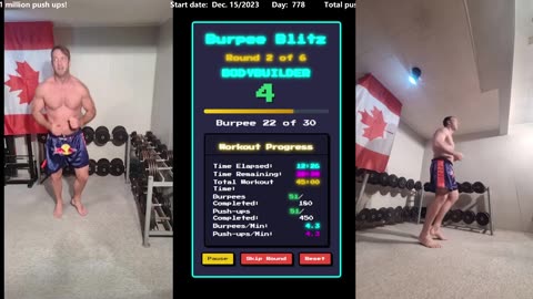 Everyday 450 push ups and 180 Burpees!