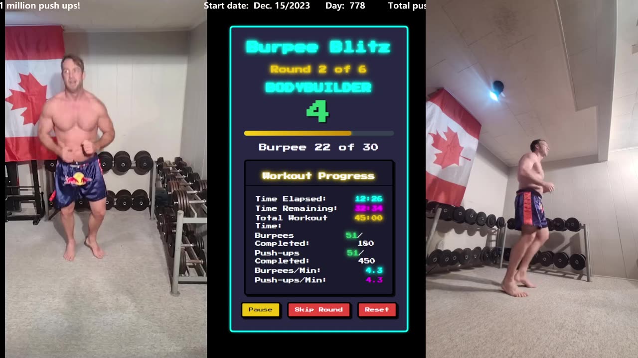 Everyday 450 push ups and 180 Burpees!