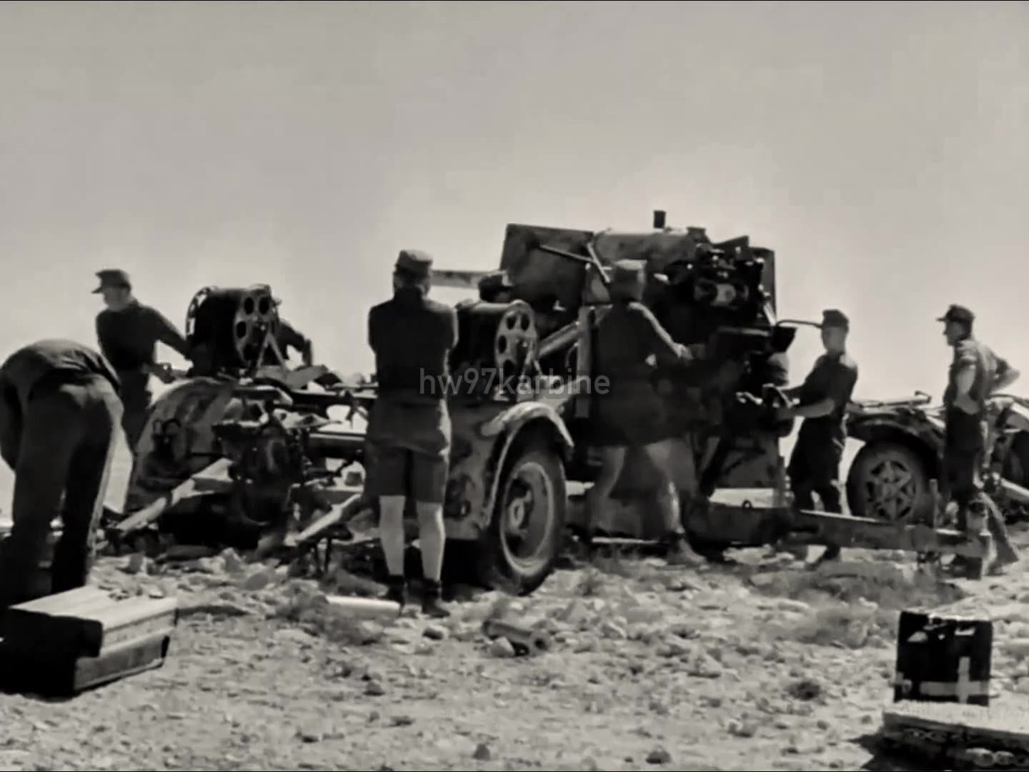 8.8cm Flak 18s engaging ground targets in North Africa in 1941