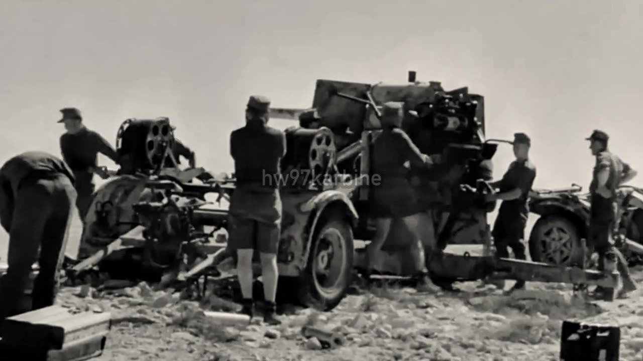 8.8cm Flak 18s engaging ground targets in North Africa in 1941