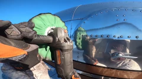 Polishing a 1946 Beechcraft D18 Bare Aluminum Aircraft