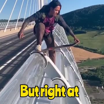 Skateboarding Off a Bridge Then Pulling a Parachute?! 🛹🪂 Insane Timing!