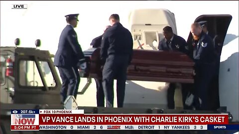 Charlie Kirk's casket and VP Vance have arrived in Arizona from Utah