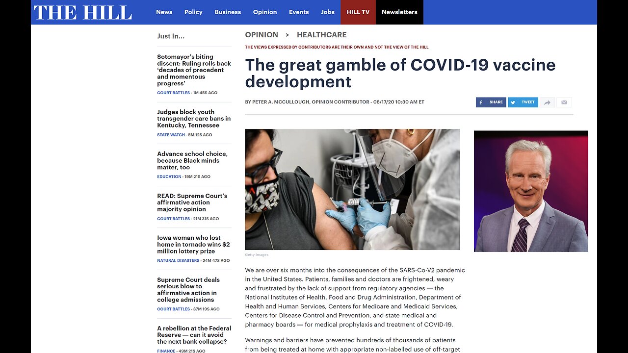 Dr Peter McCullough™ Warned the World in August 2020: "Great Gamble of COVID-19 Vaccination"