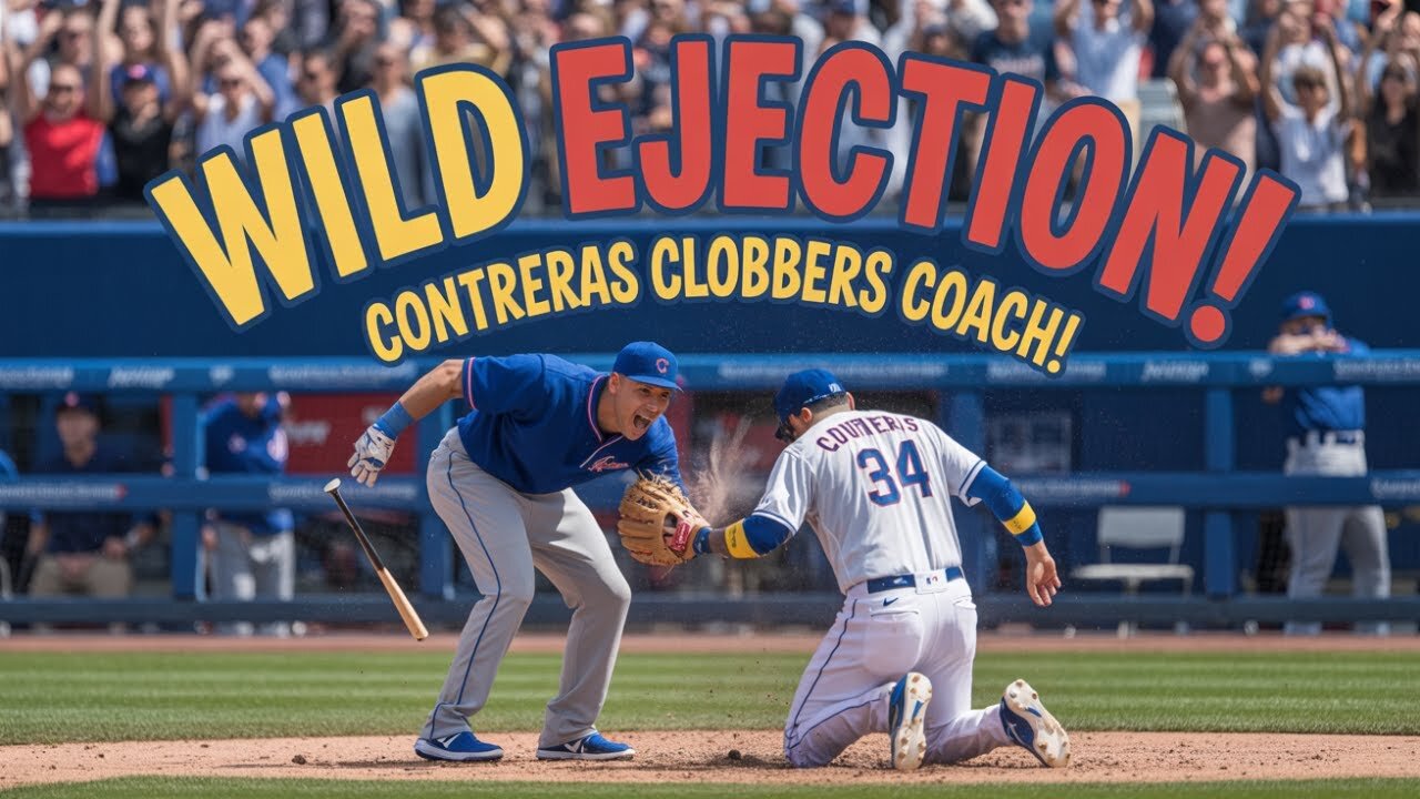 WILD Ejection! Willson Contreras Accidentally Clobbers Coach with Bat!