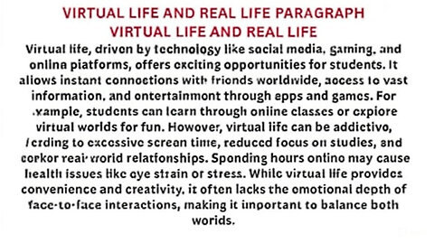 virtual life and real life paragraph