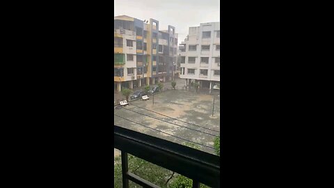 summer rain in city