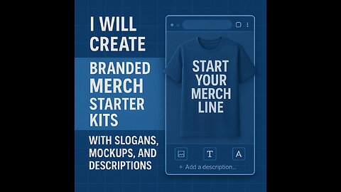 I will create branded merch starter kits with slogans, mockups, and AI descriptions