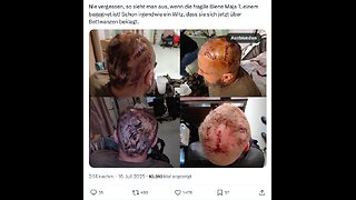 (Maja) der sog. Hammerbande schlägt mit einem Schlagstock einen anderen Menschen fast tot.