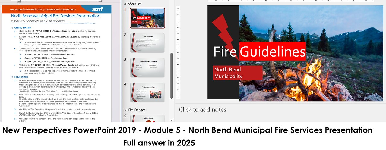New Perspectives PowerPoint 2019 | Module 5: End of Module Project 1| North Bend Municipal Fire