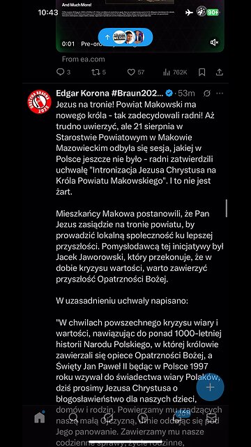 In Polish : Jesus is a King in one of the cities