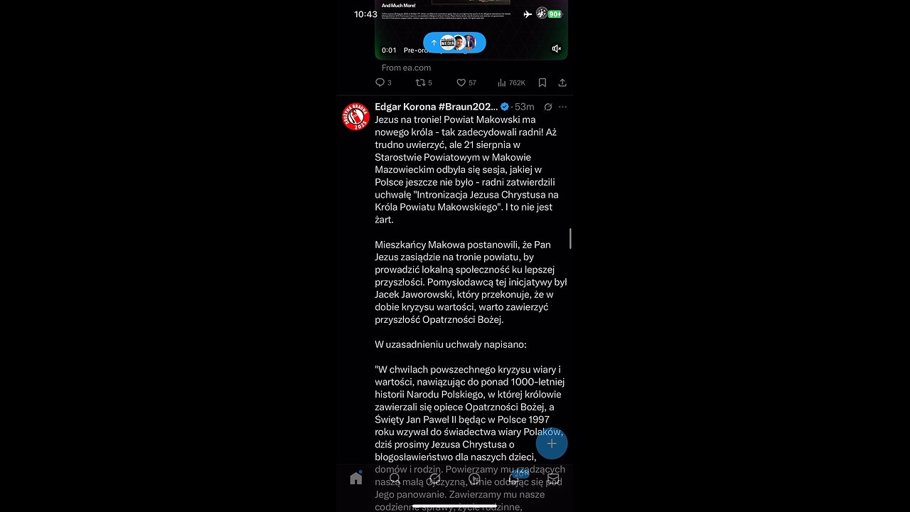 In Polish : Jesus is a King in one of the cities