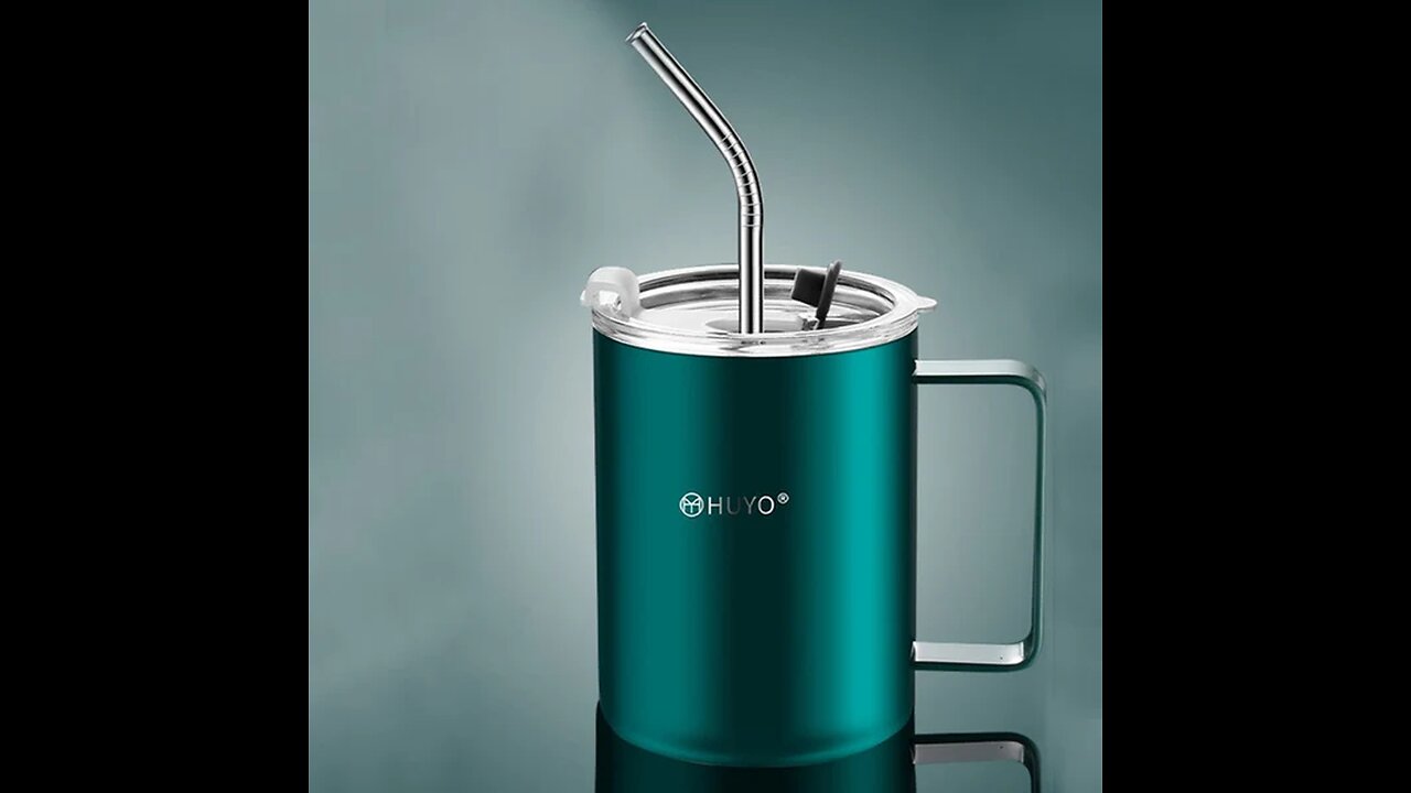 Stainless Steel Travel Mug with Leakproof Lid and Straw, for Home, Office, Driving