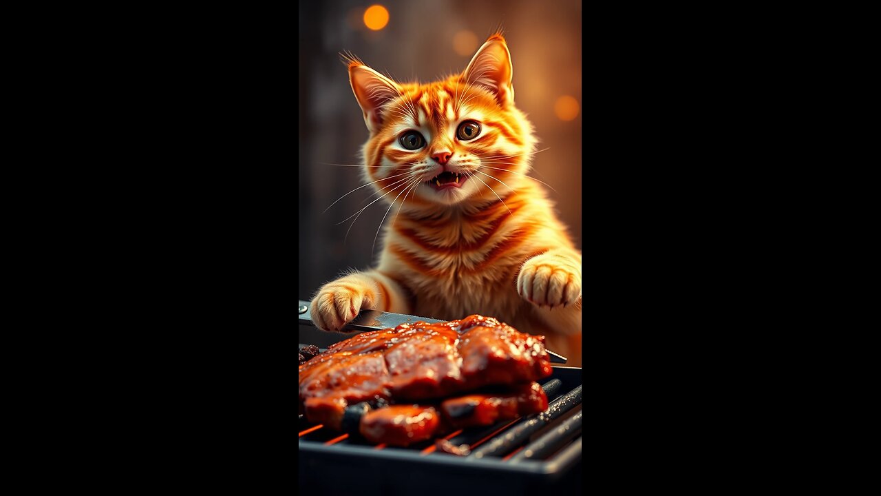 Watch My Ginger Cat Master the Grill!
