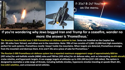 If you're wondering why Jews begged Iran and Trump for a ceasefire, wonder no more: the answer is 'Prometheus.'