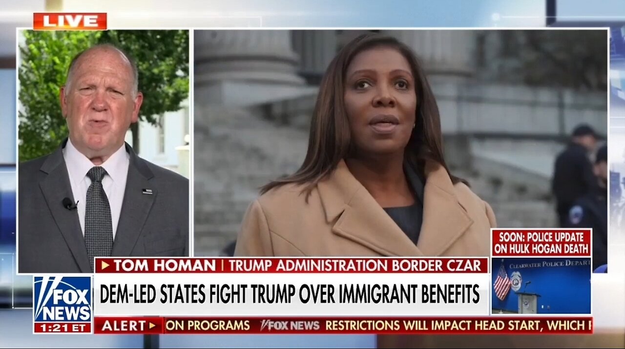 Border Czar: Letitia James Should Want ICE Out There Enforcing the Law