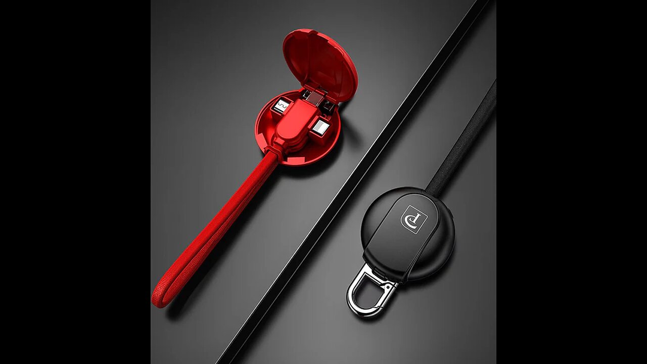 3-in-1 Portable & Stretchable Anti-tangle Charging Cable, with Lightning, Type-C & Micro Sockets