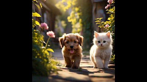 a lovely cat and dog filtiendship story