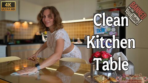 Beautiful Girls Kriss 😘 Transparent Cleaning Kitchen Table 👀 See Thru White Outfits 🍒 BOYT 4K HD