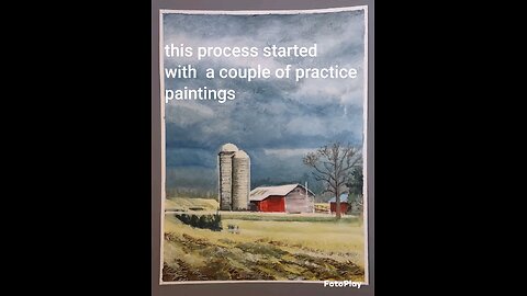 painting a moody November sunlit farm. Full process in 50 min