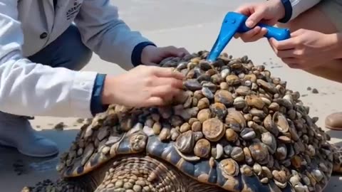 Brave Rescue Team saves injured Turtle covered in barnacles