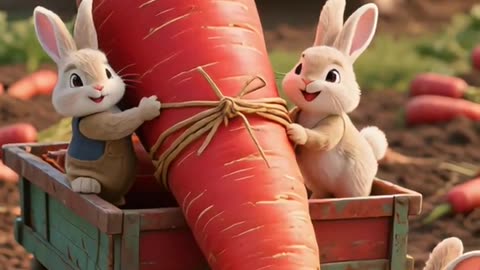 Some Rabits Eating Carrot Together