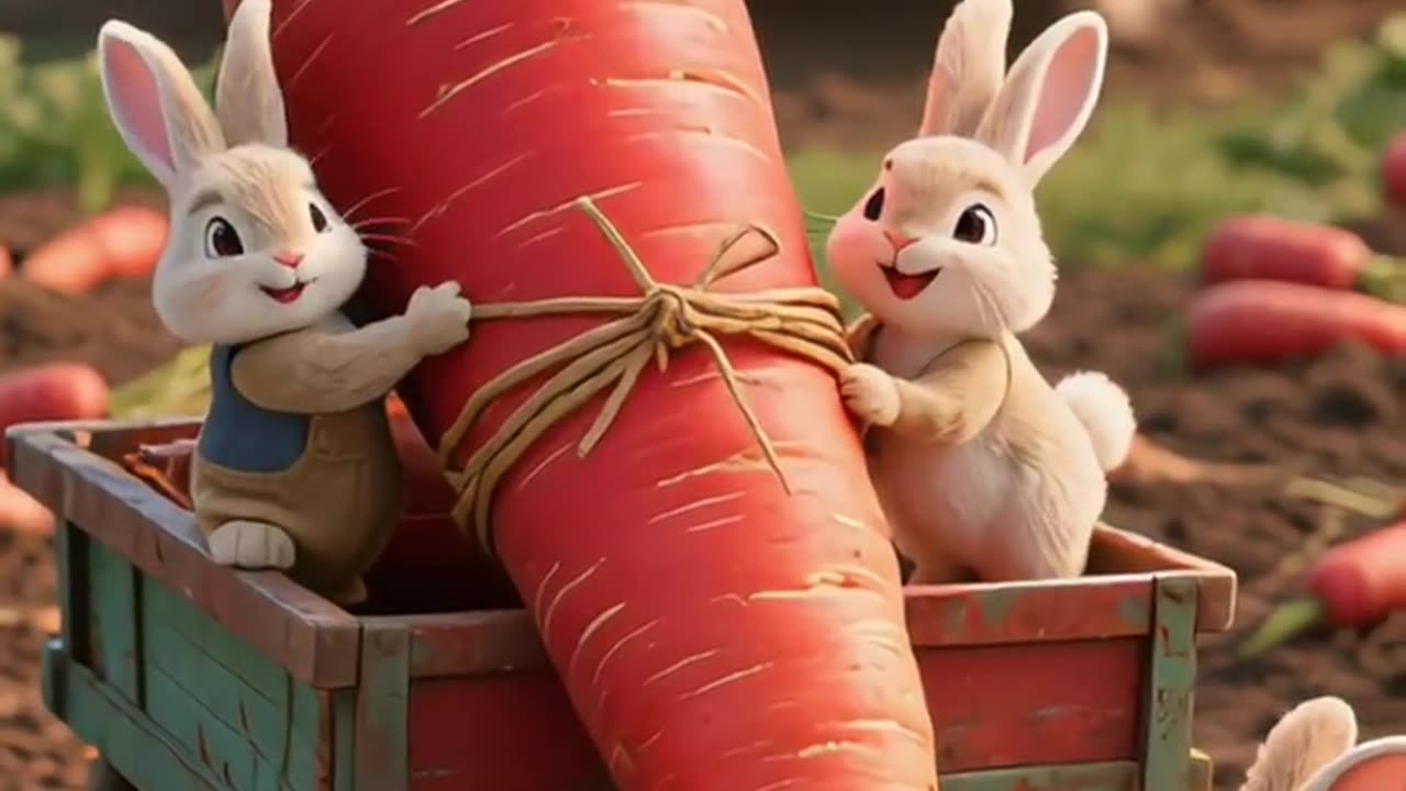 Some Rabits Eating Carrot Together