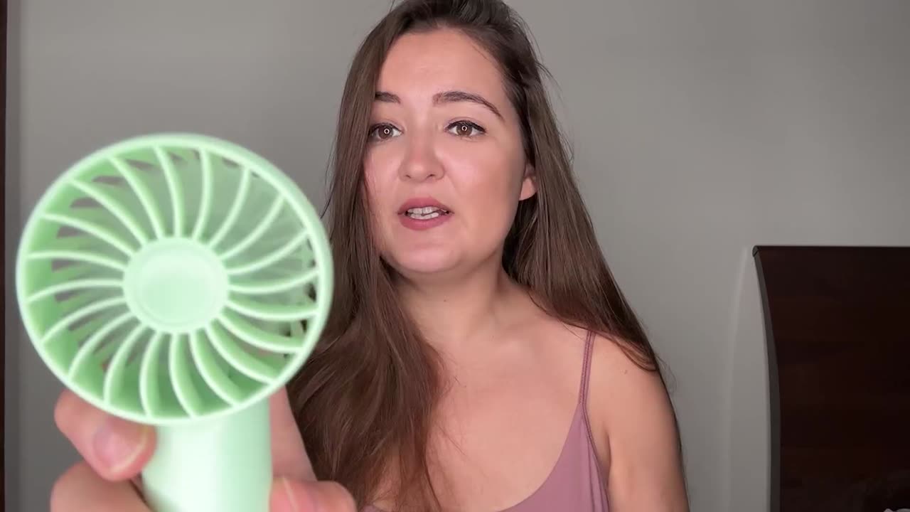 Nezylaf Mini Handheld Fan 3 speeds rechargeable & perfect for makeup eyelash drying & face cooling