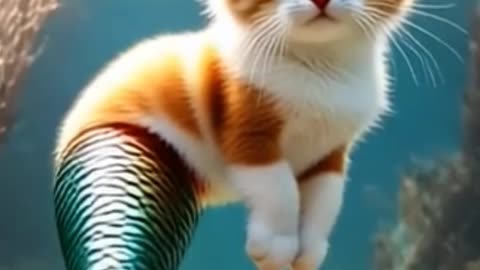 Magic beach! Bobby Meow turns into a mermaid cat oyen 😭✨