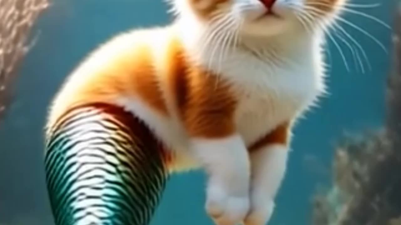 Magic beach! Bobby Meow turns into a mermaid cat oyen 😭✨