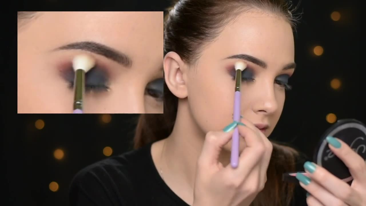 Dark Gray Smokey Eye-Shimmery Blue Eyeliner Makeup Tutorial