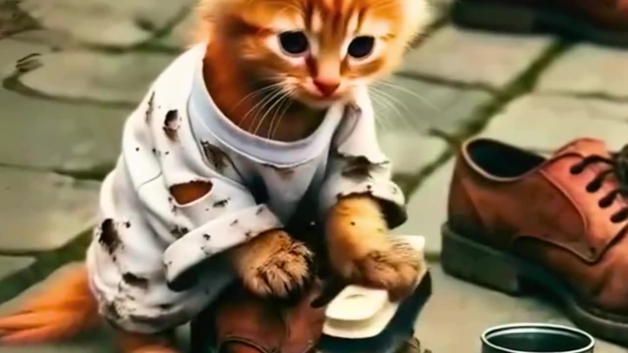 Poor Cat works hard for her dreams 🥺 #aicartoons #shorts #viralaivideo #aivideo #short