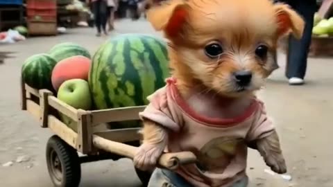 The dog is hardwork
