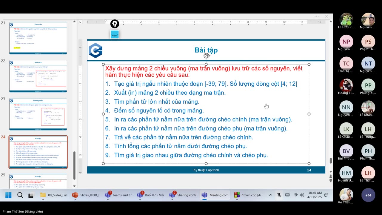 Nhập môn lập trình (C++). Buổi 7. Mảng 2 chiều