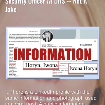 Fact Check: Iwona B. Horyn IS The Real Name Of Acting Chief Security Officer At DHS -- Not A Joke