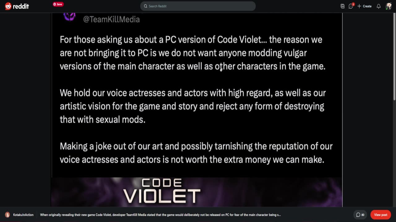 Code Violet Goes Fully Gooner After Insulting Gooners