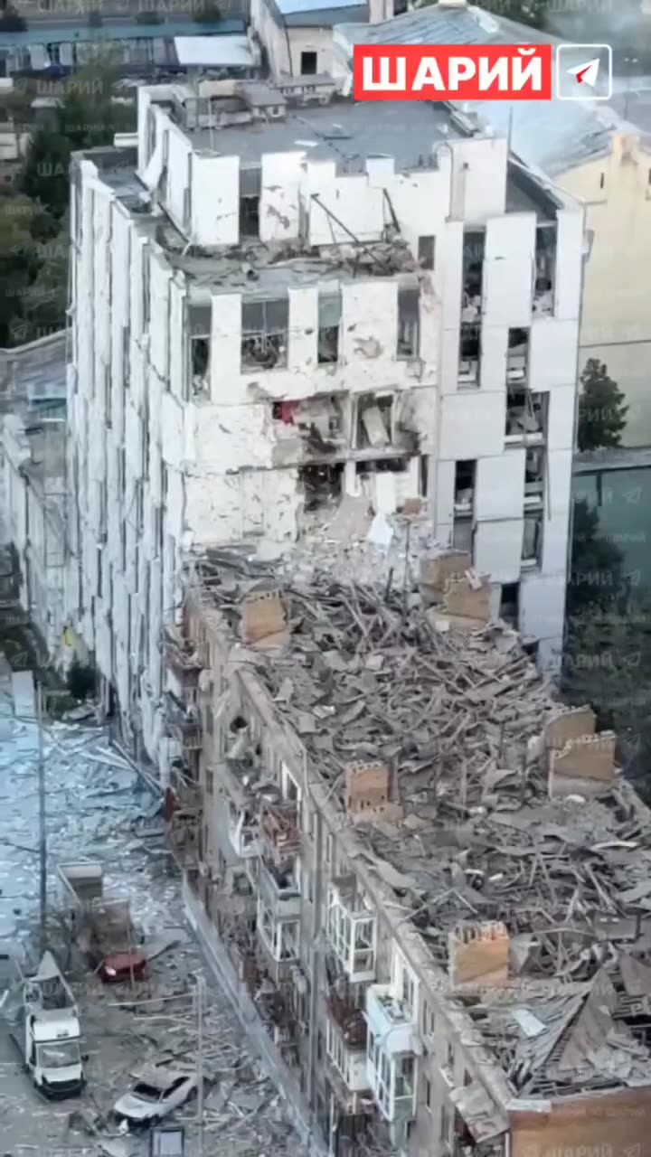 The aftermath of the Russian missiles hitting a building in Kyiv