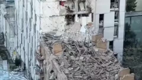 The aftermath of the Russian missiles hitting a building in Kyiv