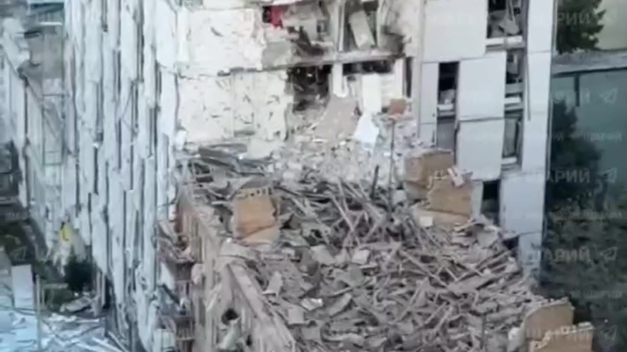 The aftermath of the Russian missiles hitting a building in Kyiv