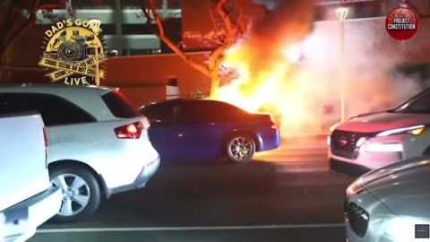 RIOTERS THREW SUSPECTED PIPE BOMB NOW JUST NOW IN LA AND BLEW UP A CAR
