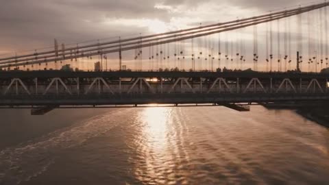 Horror Scene Of A Scary Woman Aerial View Of Manhattan, Bridge Structure, And New York City