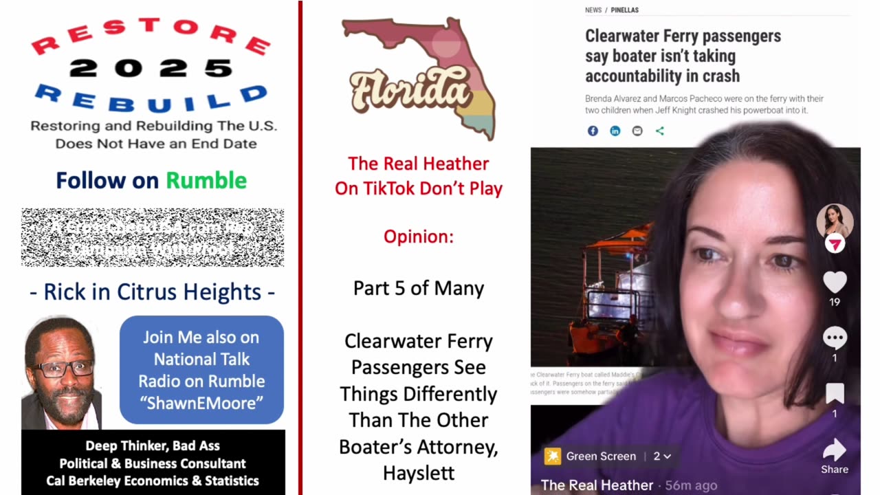 TikTok's The Real Heather Opines That Clearwater Ferry Passengers Oppose Hayslett View