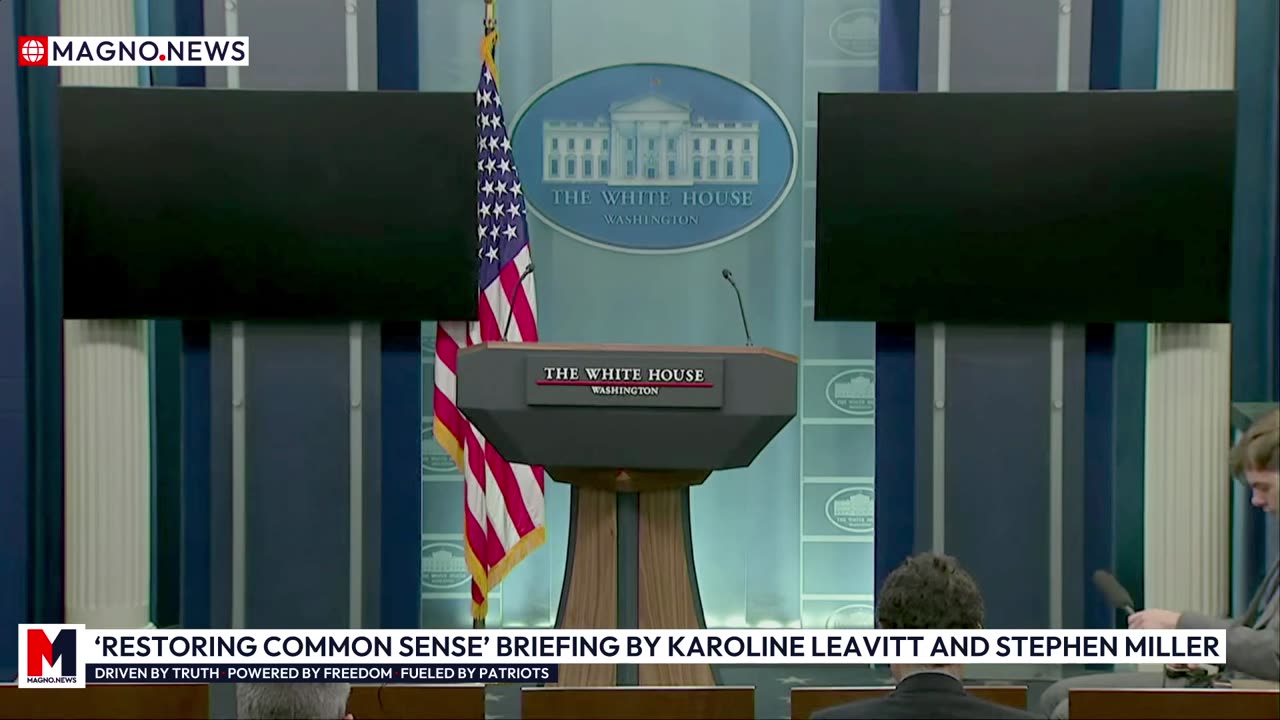 Karoline Leavitt and Stephen Miller hold 'Restoring Common Sense' Briefing at The White House [LIVE]