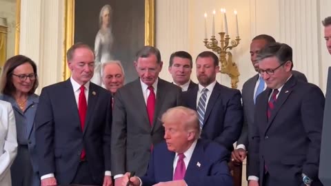 President Donald Trump signs bill to block California's electric car requirements.