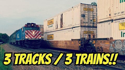 Triple Train Meet on BNSF Mainline! Freight, Two Metras All at Once in Lisle, Illinois