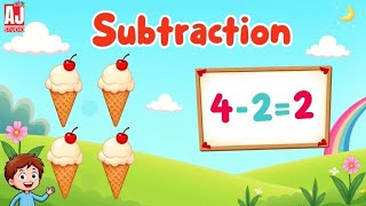 Math Subtraction Class for Kids – Cartoon Educational Video😊
