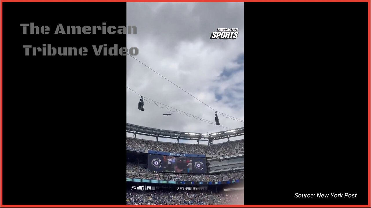 Crowd Goes Wild as Trump’s Marine One Helicopter Roars Over the MetLife Stadium Crowd